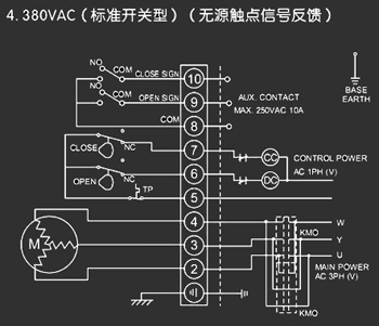 380VAC標(biāo)準(zhǔn)開(kāi)關(guān)型<a href='http://www.dexa.com.cn/Product/diefa/diandongdiefa/' target='_blank'>電動(dòng)<a href='http://www.dexa.com.cn/Product/diefa/' target='_blank'>蝶閥</a></a>接線(xiàn)圖